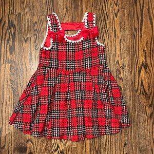 H&M Red Plaid Tweed Bow-Accent Girls' Formal Dress